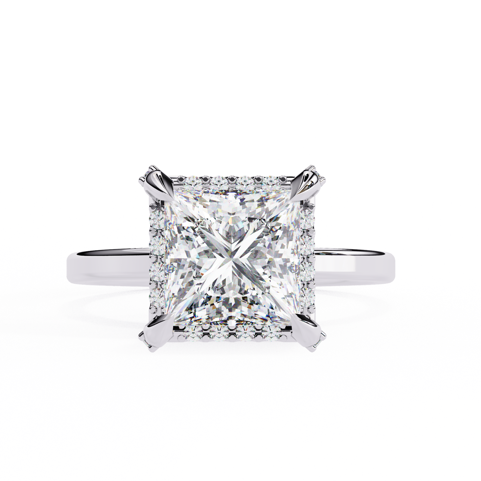 Princess-Cut Solitaire Diamond Ring in Prong Setting